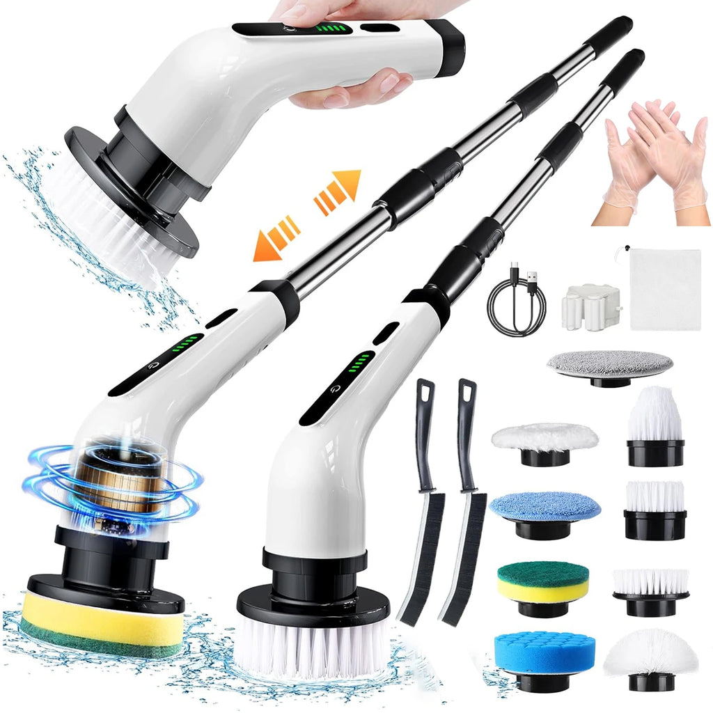 “2025 Electric Rotating Floor Scrubber – Rechargeable Power Cleaning Brush with 9 Brush Heads, Dual-Speed Motor for Deep Bathroom, Shower & Floor Cleaning.”