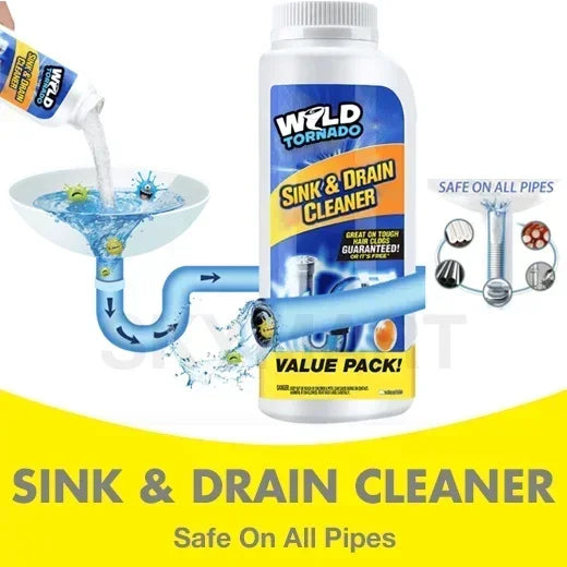 Powerful Sink Drain Cleaner Chemical – Clears Kitchen, Toilet & Pipe Clogs Fast.