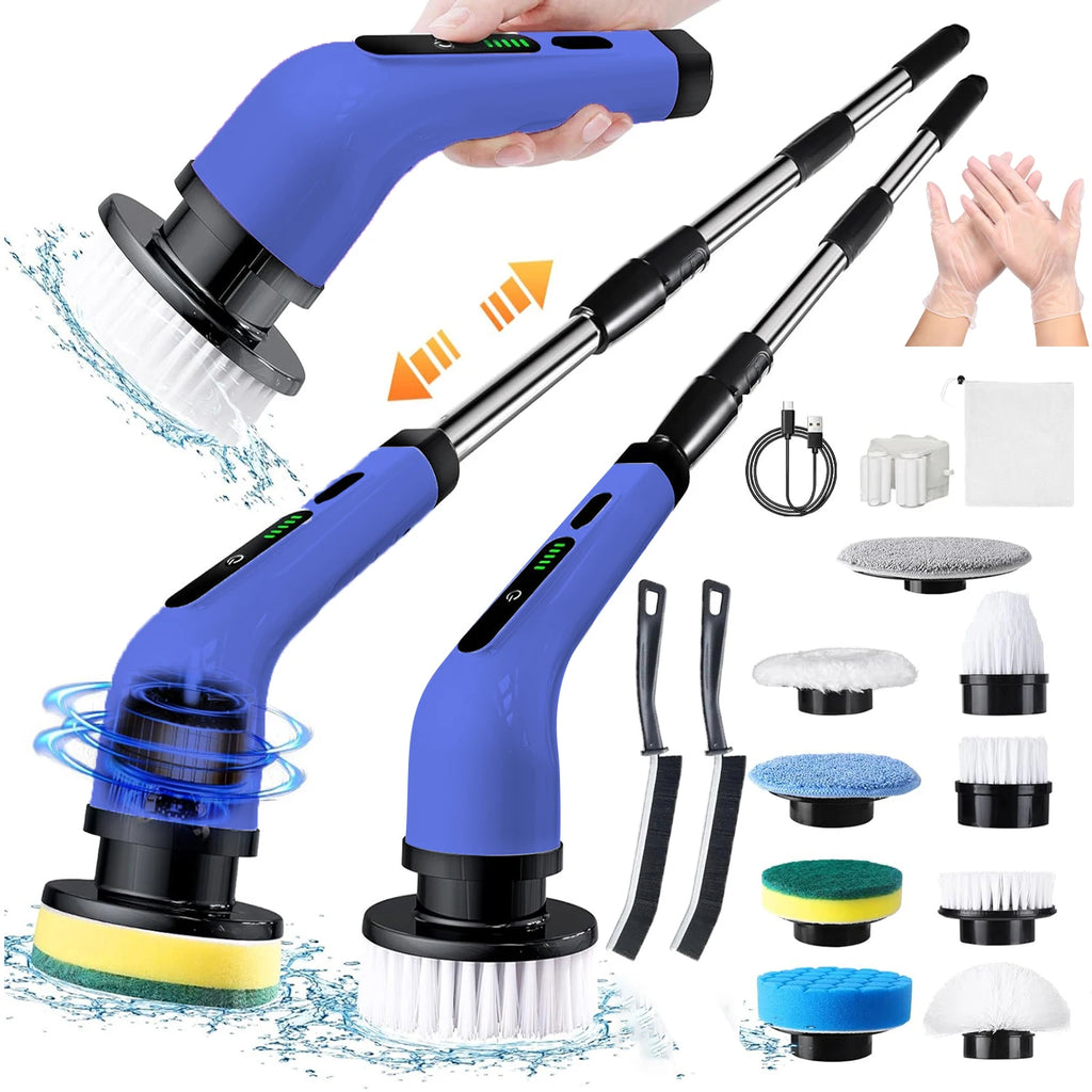 “2025 Electric Rotating Floor Scrubber – Rechargeable Power Cleaning Brush with 9 Brush Heads, Dual-Speed Motor for Deep Bathroom, Shower & Floor Cleaning.”