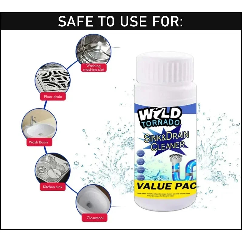 Powerful Sink Drain Cleaner Chemical – Clears Kitchen, Toilet & Pipe Clogs Fast.