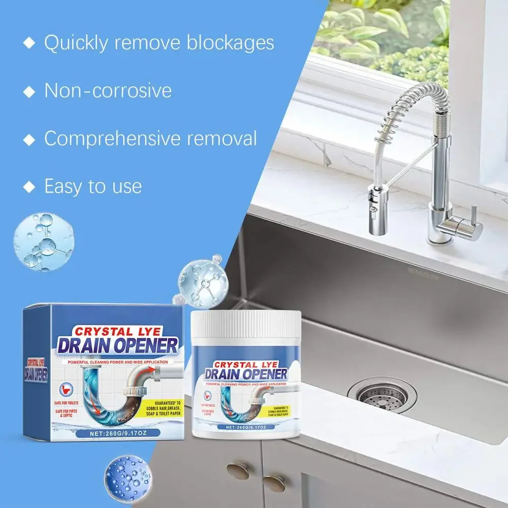 260g Powerful Drain Clog Remover – Kitchen & Bathroom Pipe Dredging Powder.