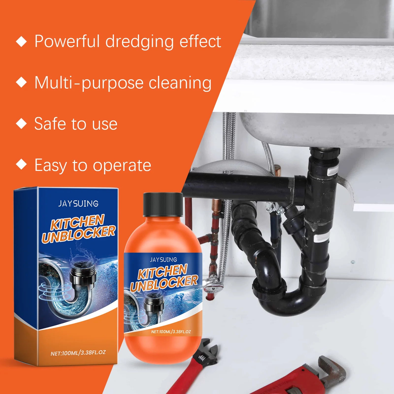 Powerful Pipeline Dredging Agent – Instantly Unclogs Drains & Removes Odors.