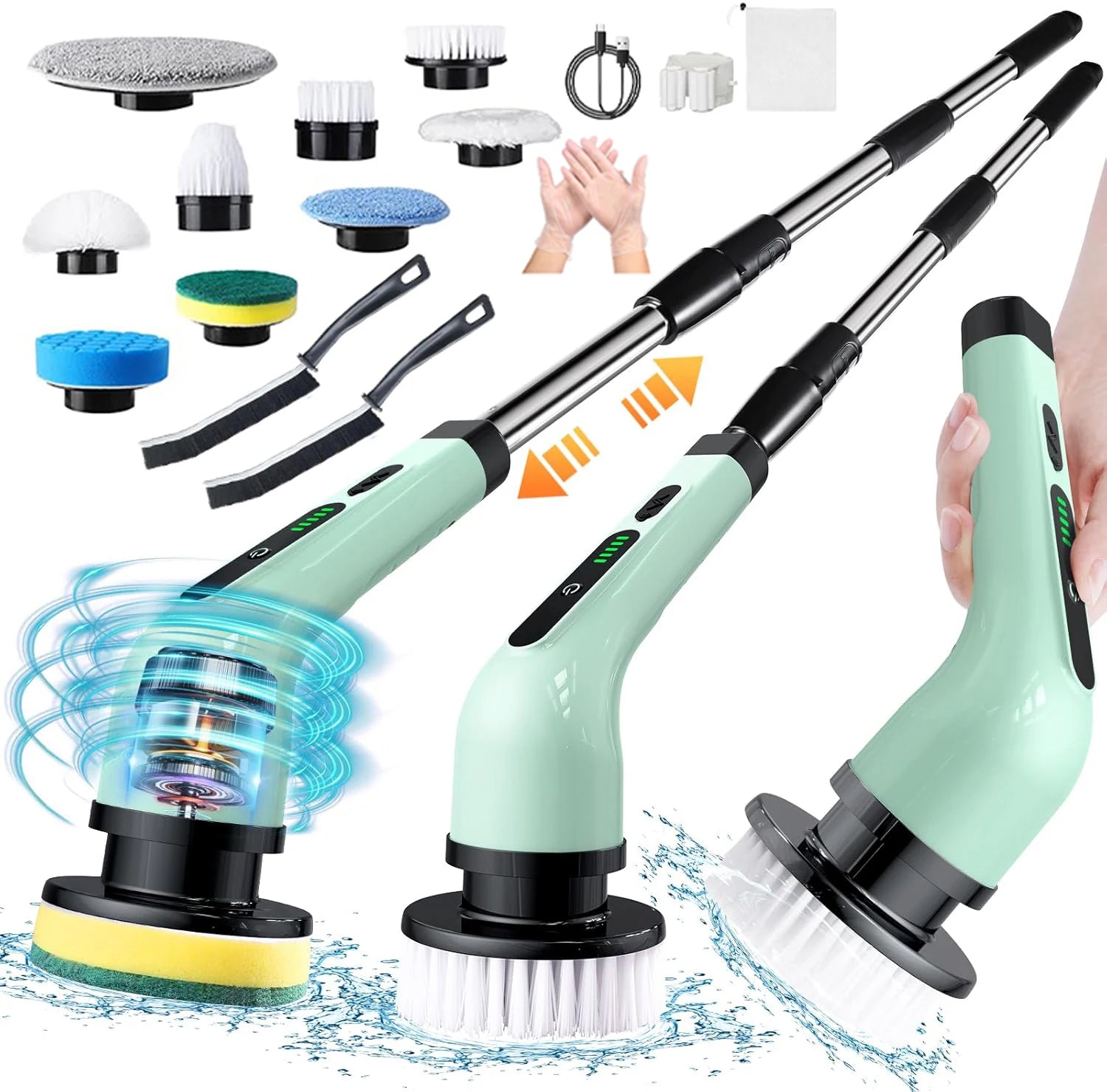 “2025 Electric Rotating Floor Scrubber – Rechargeable Power Cleaning Brush with 9 Brush Heads, Dual-Speed Motor for Deep Bathroom, Shower & Floor Cleaning.”