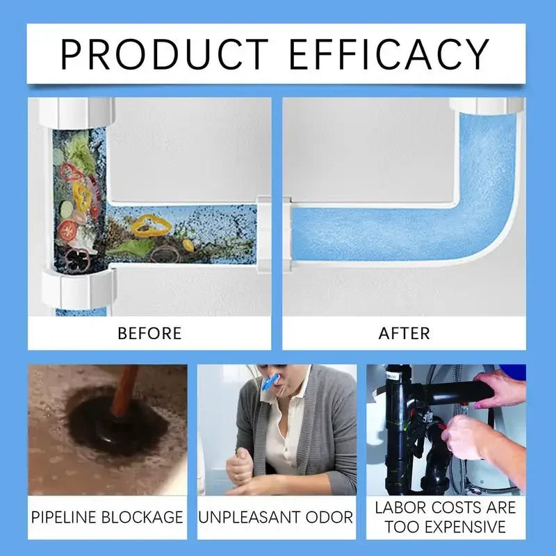 260g Powerful Drain Clog Remover – Kitchen & Bathroom Pipe Dredging Powder.