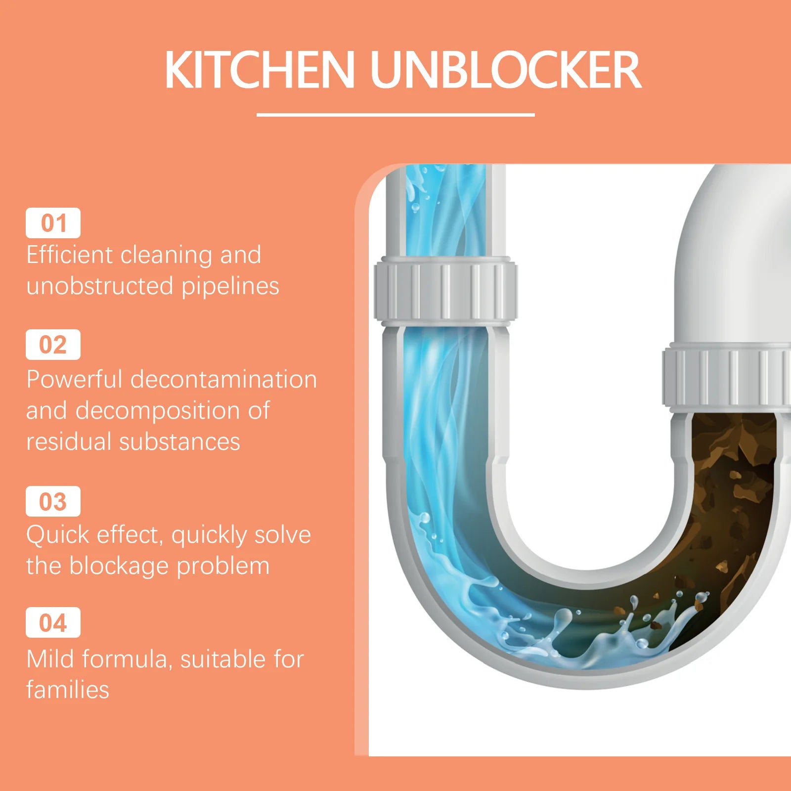 Powerful Pipeline Dredging Agent – Instantly Unclogs Drains & Removes Odors.