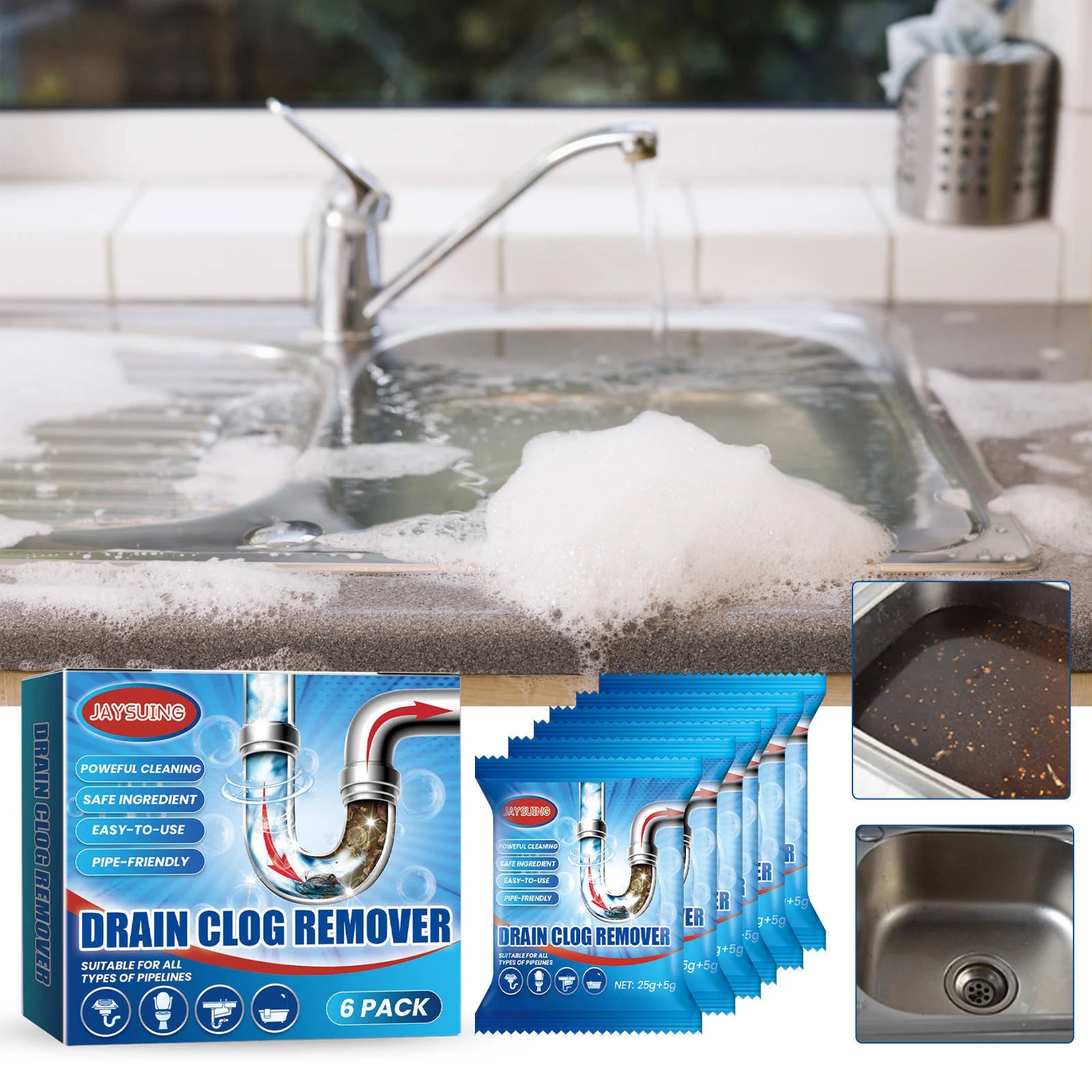 Powerful Pipe Dredging Agent – Fast-Acting Drain Cleaner for Sink & Toilet Clogs.