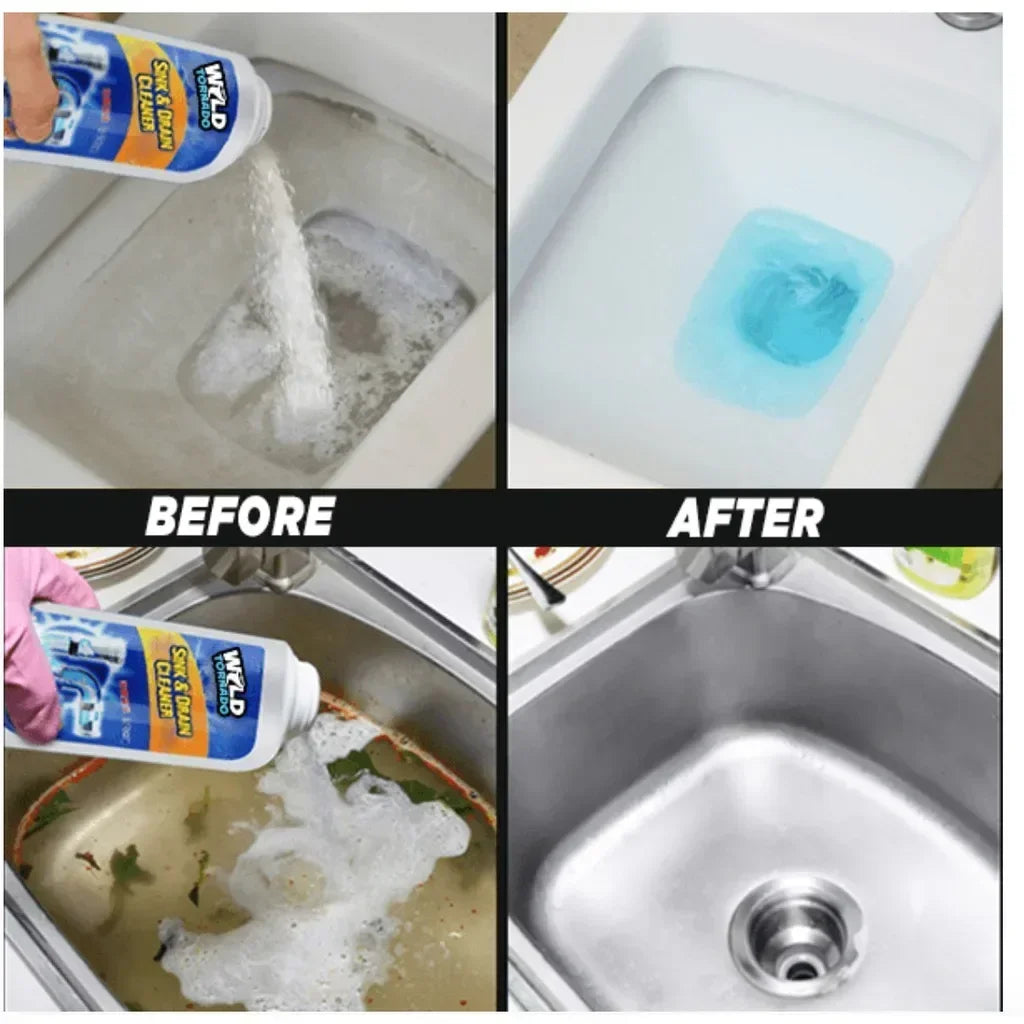 Powerful Sink Drain Cleaner Chemical – Clears Kitchen, Toilet & Pipe Clogs Fast.