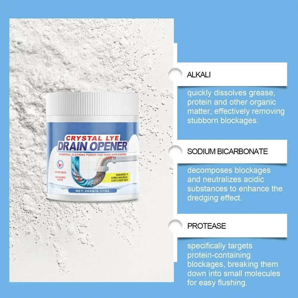 260g Powerful Drain Clog Remover – Kitchen & Bathroom Pipe Dredging Powder.