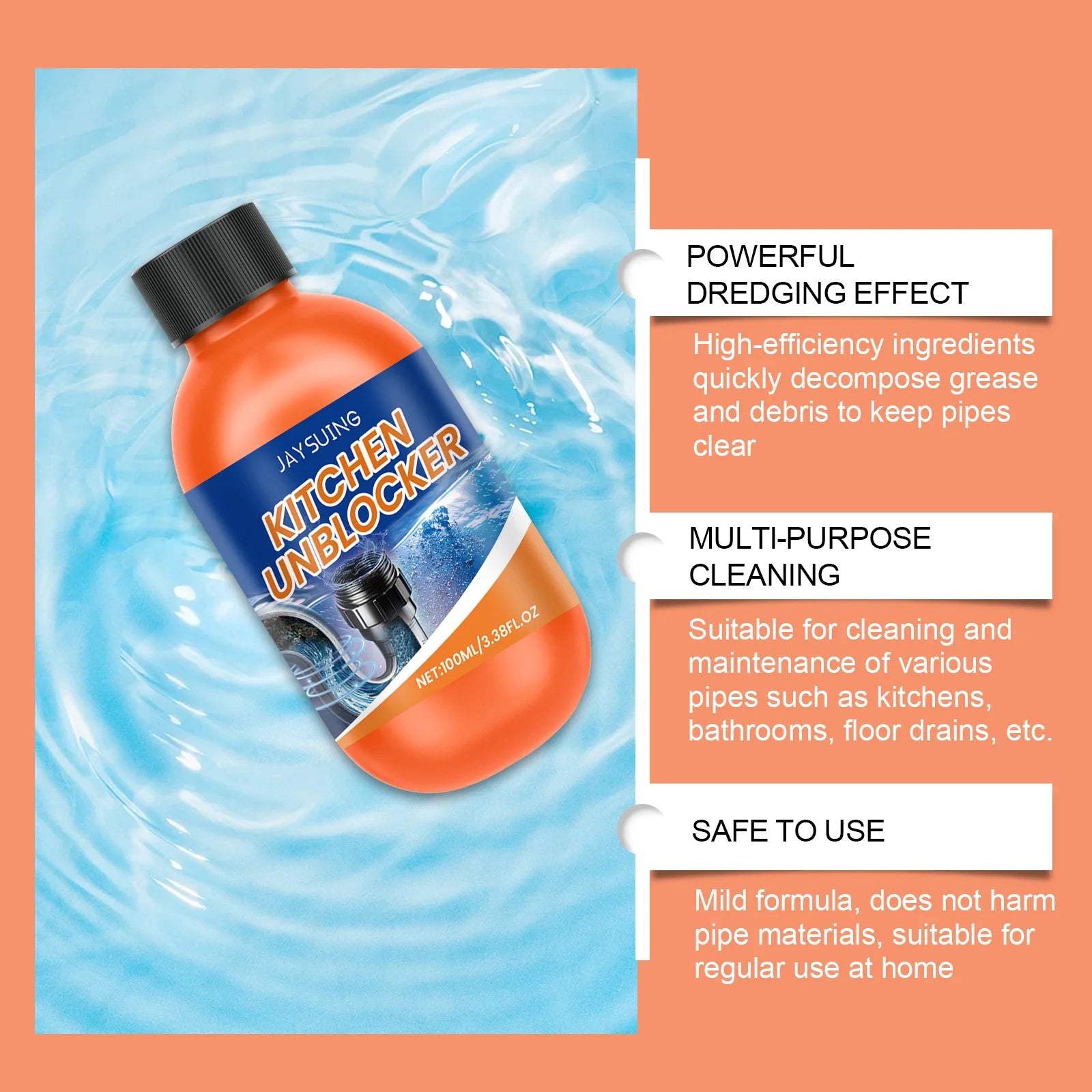 Powerful Pipeline Dredging Agent – Instantly Unclogs Drains & Removes Odors.