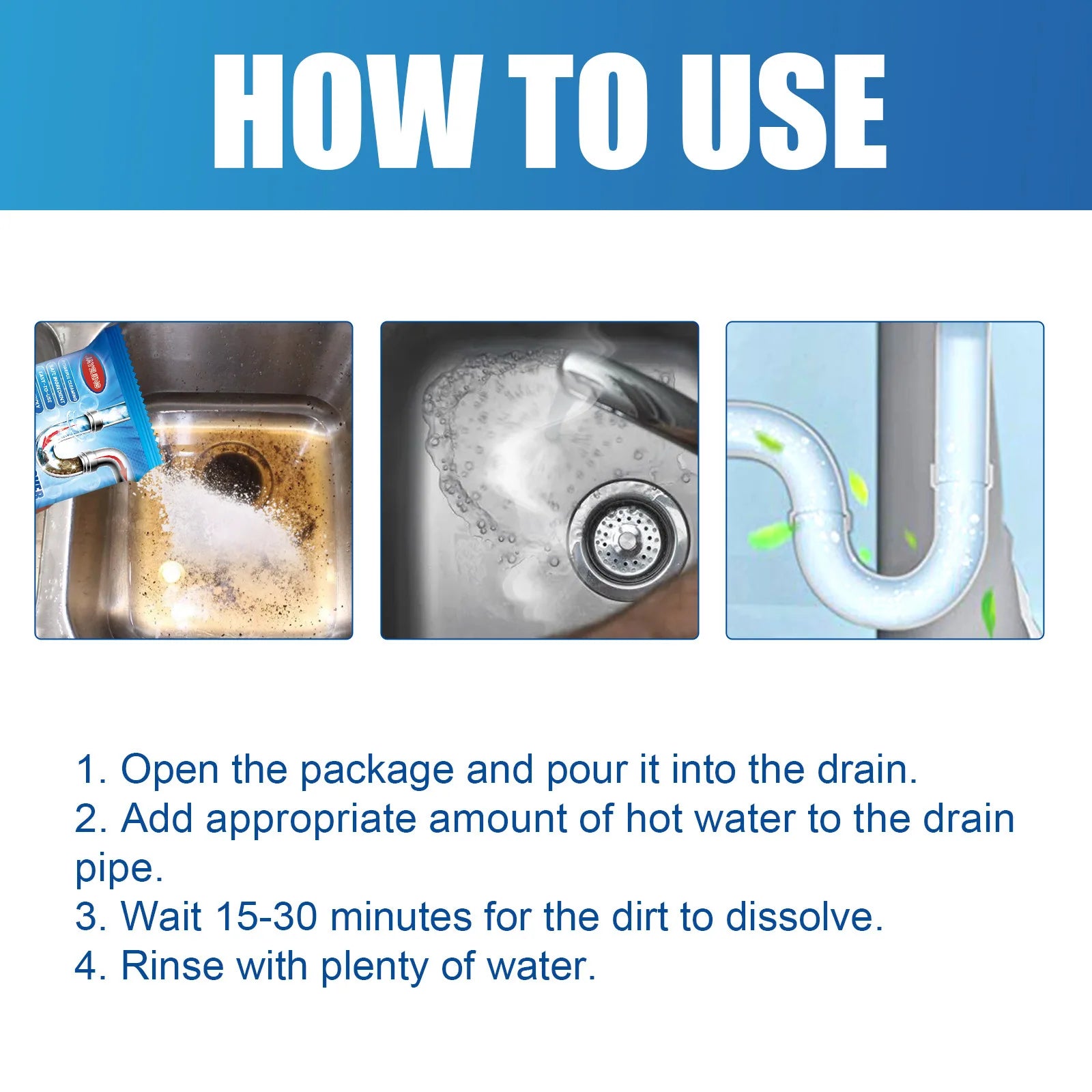 Powerful Pipe Dredging Agent – Fast-Acting Drain Cleaner for Sink & Toilet Clogs.