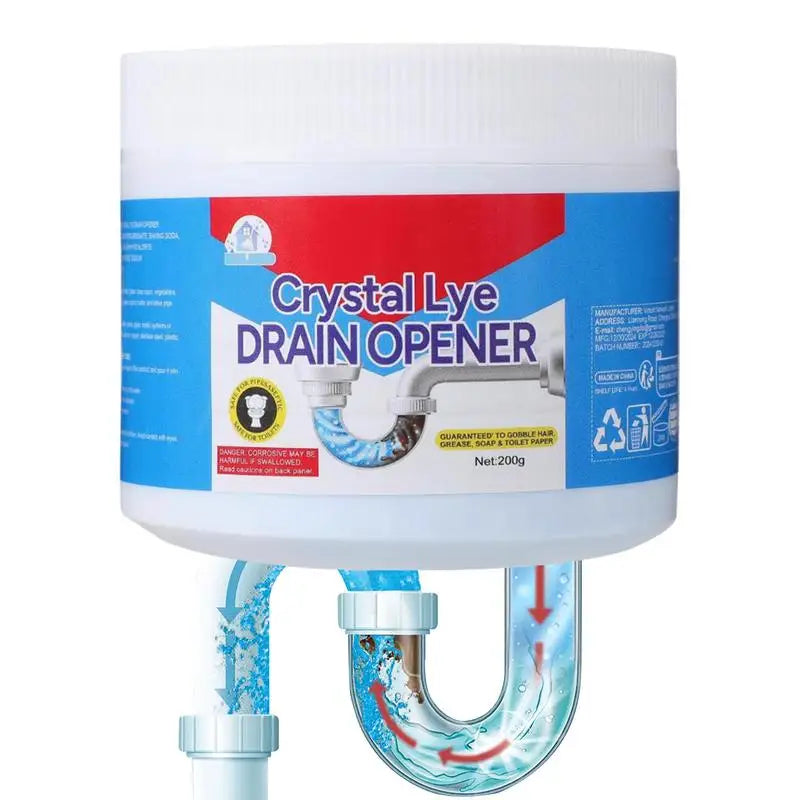 200g Powerful Crystal Lye Drain Cleaner – Instantly Unclogs Pipes & Dissolves Tough Blockages