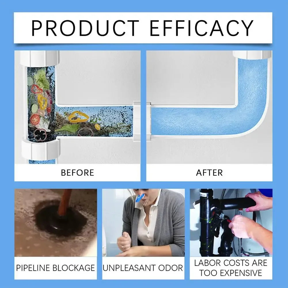 260g Powerful Drain Clog Remover – Kitchen & Bathroom Pipe Dredging Powder.