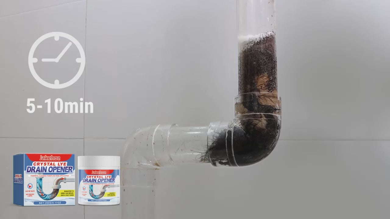 Jakehoe Drain Unblocker – Fast-Acting Powder Clears Grease, Hair & Limescale Fast.